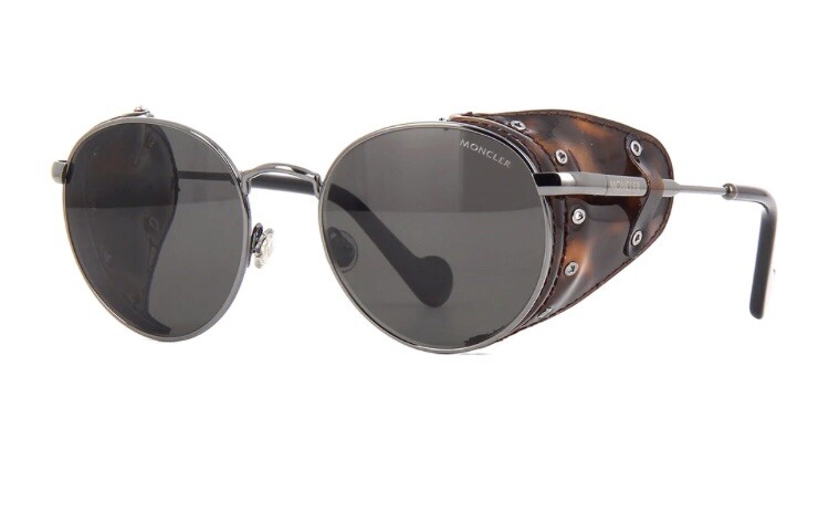 Moncler ML0182 Blazon Gunmetal Round Metal Frame Sunglasses Italy