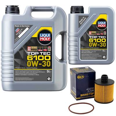 Motoröl Set Top Tec 6100 0W-30 LIQUI MOLY 6 Liter + Ölfilter für Suzuki SX4 1.6