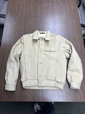 VTG The American Male Brown Pure Wool Button Front Bomber Jacket Mens 40 Y2K