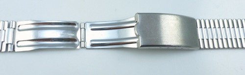 Vintage Stainless Steel Link - Style Wristwatch Bracelet W 18mm Ends - Picture 11 of 12