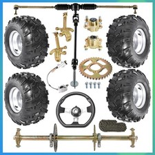 8" Wheels Steering Assembly 32" Rear Axle Kit For ATV Quad Buggy Go Kart Trike