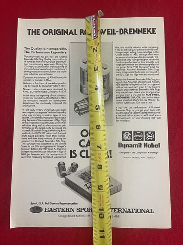 Vintage 1978 Rottweil Brenneke Rifle Slug Ammunition Print Ad - Ad Only - Picture 7 of 7