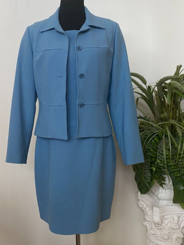 Oscar de la Renta blaue Wollmischung 2-teilig Anzugjacke Anzug Größe 10/12 EUC! $ 2.690