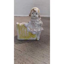 2 5/8" Victorian Jester Child Basketweave Toothpick Holder Figurine Germany 7294