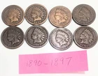 Indian Head Pennies 1890 to 1897 Good Condition