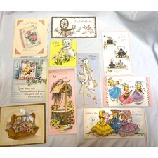 Lot of Vintage Mid Century Greeting Cards - Craft - Scrapbook - Junk Journal