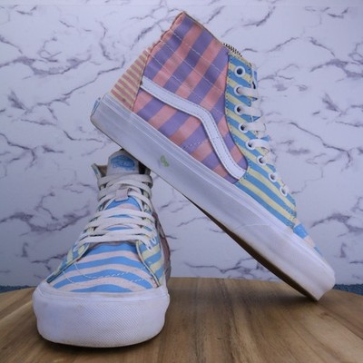 Vans Sk8-Hi Tapered Pastel Multicolor Stripe High Top Skate Sneaker Women Sz 9.5