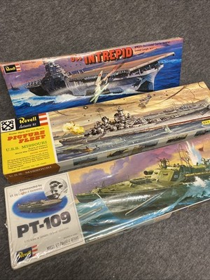 1969 Revell USS Missouri H-300  20 1977 PT-109  1/72   1972 USS Intrepid 1/720