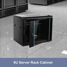 9u  Deep Black Wall Mounted Data Cabinet Rack 600×450×500mm