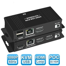 60M HDMI KVM Extender over Ethernet Cat5e/6 HDMI USB RJ45 Extender Keyboard Mous