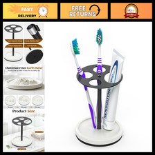 5-Slot Stainless Steel Toothbrush Holder with Diatomaceous Earth Base - Matte Bl