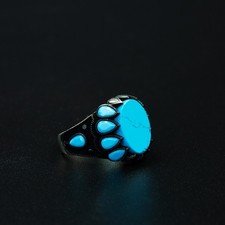 Handmade 925 Sterling Silver Turquoise Gemstone Men Ring