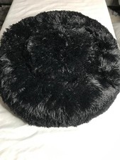 Calming Round Donut Dog Bed and Cat Bed Fluffy Plush Faux Fur 15 inches