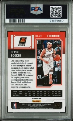 2023 DEVIN BOOKER PSA 9 PANINI CONTENDERS OPTIC POP 3 ORANGE SUNS