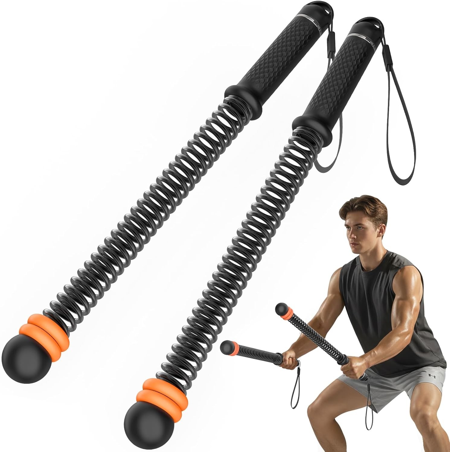 Ropeless Battle Ropes for Home Gym (2-Pack), Quiet & Space-Saving Cordless Battl