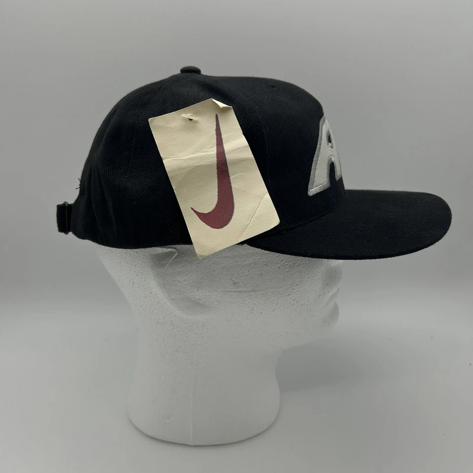 Vintage Nike Air Hat Cap Strap Back Black Uptempo 90s Basketball Deadstock NEW - Image 3 of 4