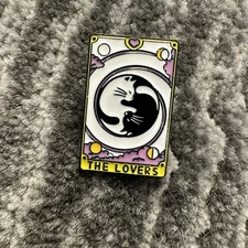 Cat Enamel Pin Tarot The Lovers Cats Yin And Yang Oracle Brooch Lapel Jewelry