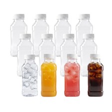HXSYKJDM Plastic Bottles with Lids 12 Pack, 250ml Clear Square 250ml,