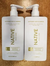 2 Pk: Native Autumn Air & Amber 2-in-1 Shampoo Conditioner, 16.5 oz (2644)  2E