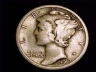 1917-P  Mercury Dime, Very Good, almost Fine grade