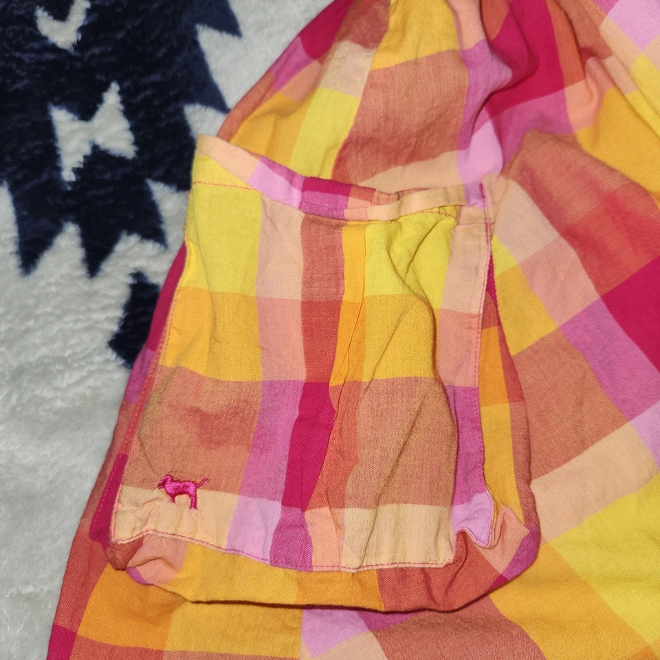 [M] Vestido Vintage Victoria's Secret ROSA Babydoll Sin Mangas Chemise Algodón Cuadros Y2K Foto 3 de 4