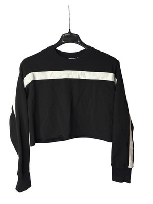 Good American The Warm Up Cropped Pullover Sweatshirt Size 2 (US M) Black White