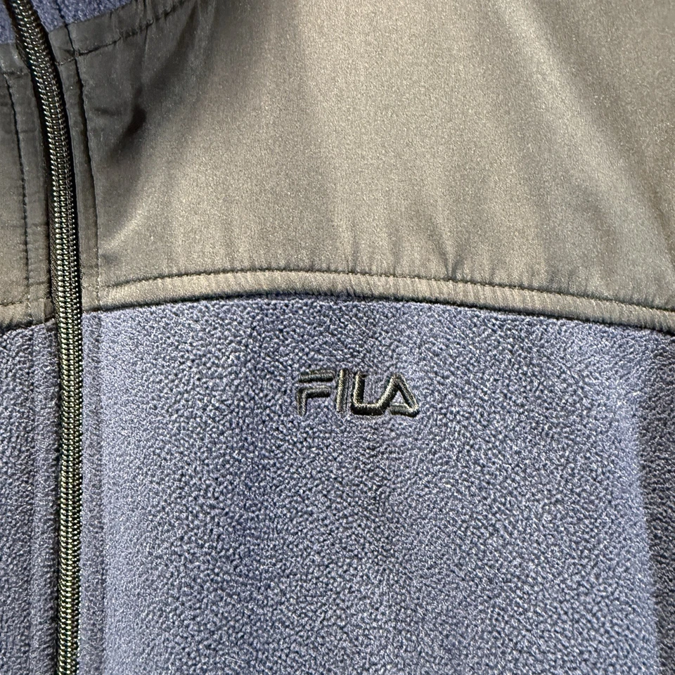 Fila Jacket Mens M Navy Blue Full Zip Fleece Cozy Warm Winter Pockets - Image 3 of 4