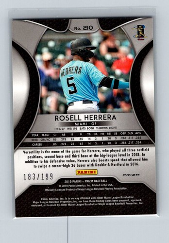 2019 Panini Prizm Lime Green Donut Circles Rosell Herrera 183/199 Miami Marlins - Picture 2 of 2