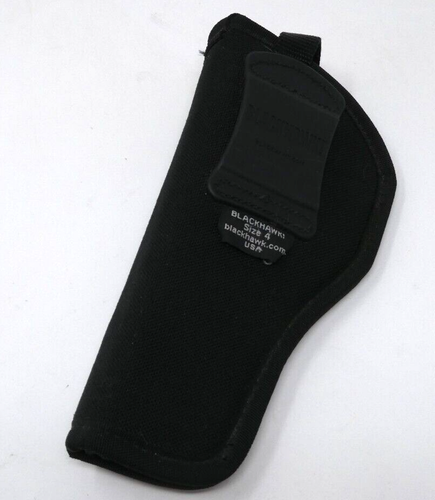Blackhawk Size 4 Tactical Nylon Holster Black OWB Secured Open Barrel End Univer - Picture 2 of 3