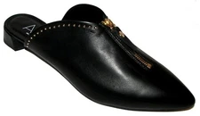 AGL Black Leather Flat Sandals Mules  ITALY 8M (39)