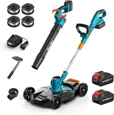SEESII String Trimmer Edger Electric 12" Lawn Mower and Leaf Blower Combo Kit