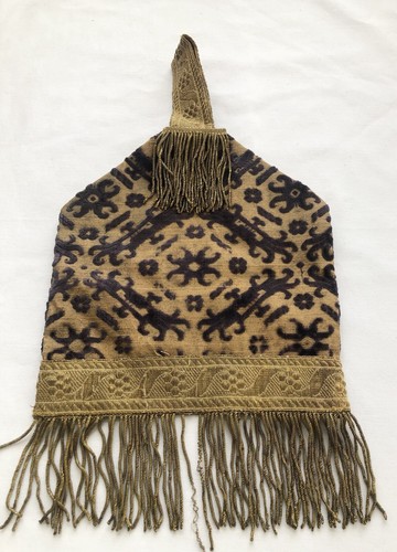 1920s/30s Handmade Purple Velvet Evening Bag With Yellow Ochre Lining. Trims.