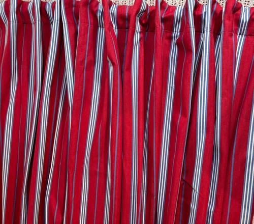 Pottery Barn Striped Red Blue Pair Drapery Panels Curtains 44x 84 Fully Lined - Picture 5 of 14