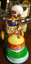 Tin Clockwork Wind-up Drumming Animal Panda with Box (MS565) made in China 