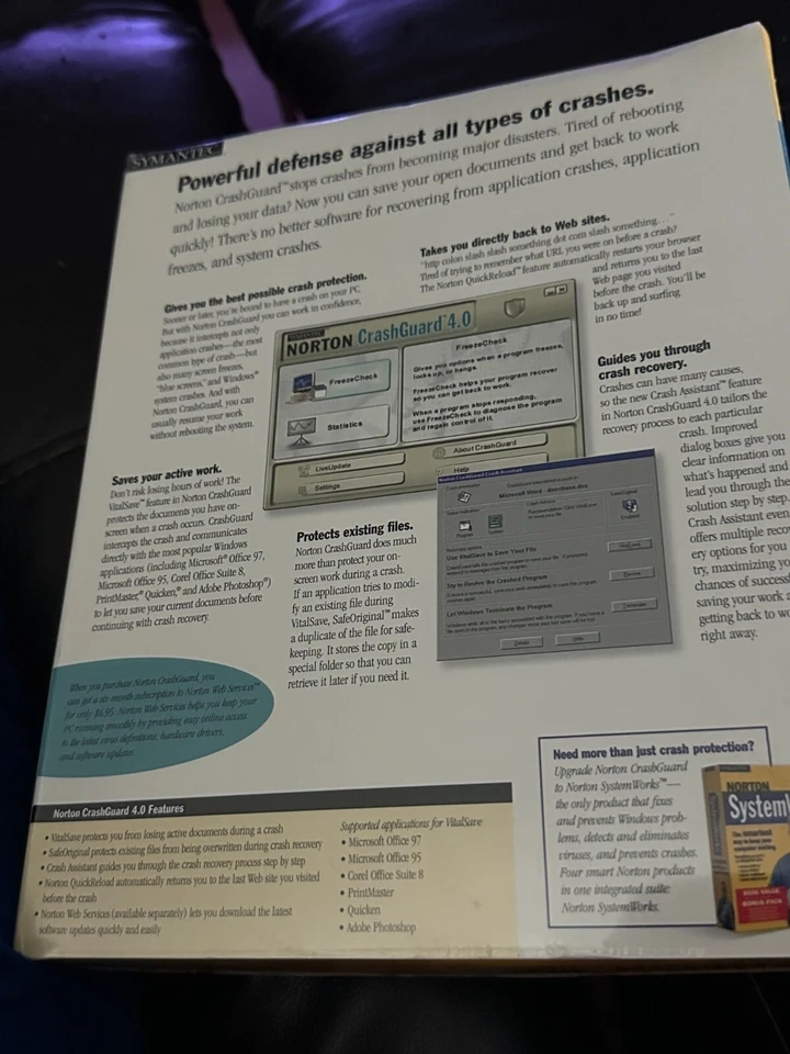 Norton Crash Guard 4.0 Windows 95 CD Box NEW SEALED. J7 - Image 2 of 2