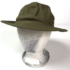WWII US DARK GREEN SUMMER DAISEY MAE HBT COMBAT FIELD HAT-SMALL