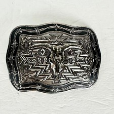 Crumrine Vintage Steer Skull Belt Buckle Western Longhorn Rodeo