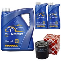 MotoröL Set Mannol Classic 10W-40 7 Liter + ÖLfilter FüR Fiat Ducato Bus 2.0 JTD