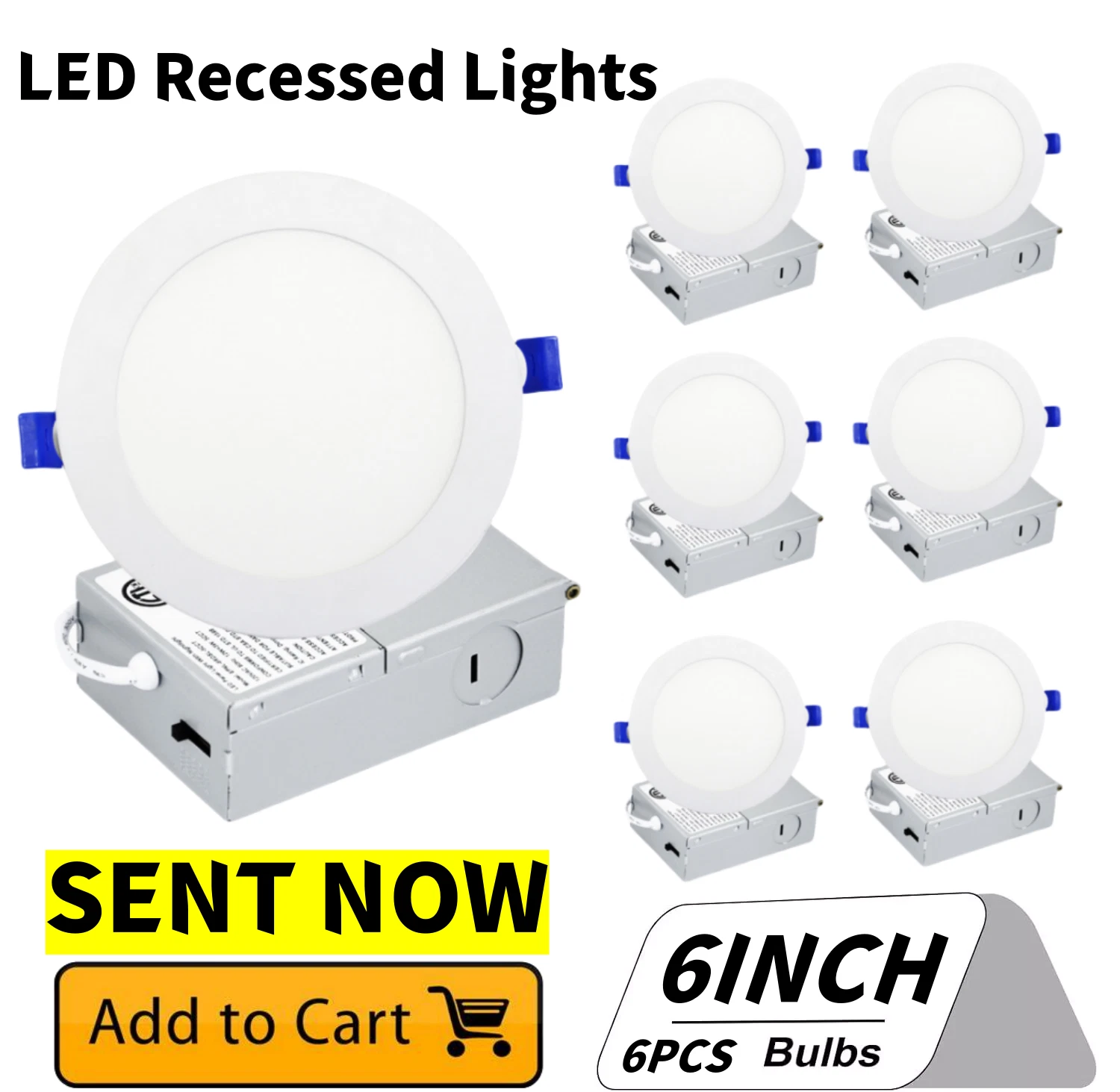 Recessed Lighting 6 Inch, Ultra-Thin LED Ceiling Lights, 3CCT Canless Downlight