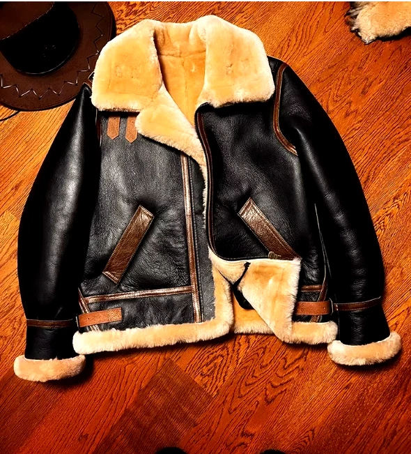 Классический ВВС B3 меховая куртка. Мужчины роскошь толщиной шерсти теплый стриженный мех пальто - Изображение 4 из 4