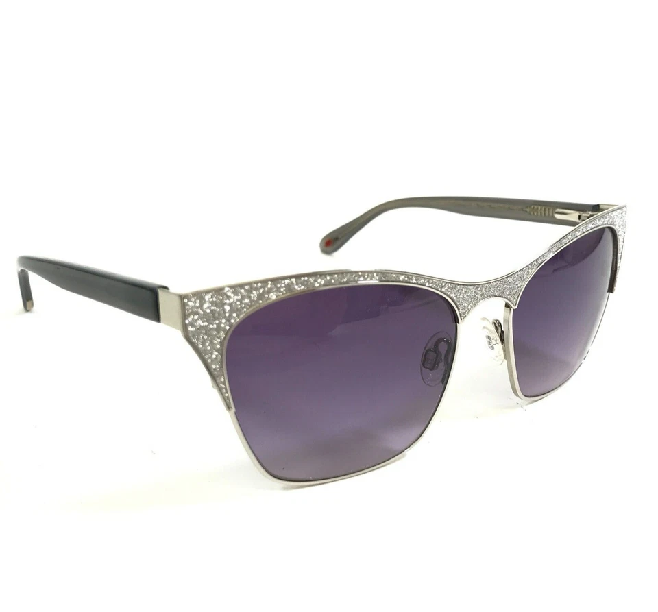 Gafas de sol Lulu Guinness L155 SIL plateadas brillantes monturas de ojos de gato lentes púrpuras Foto 2 de 4