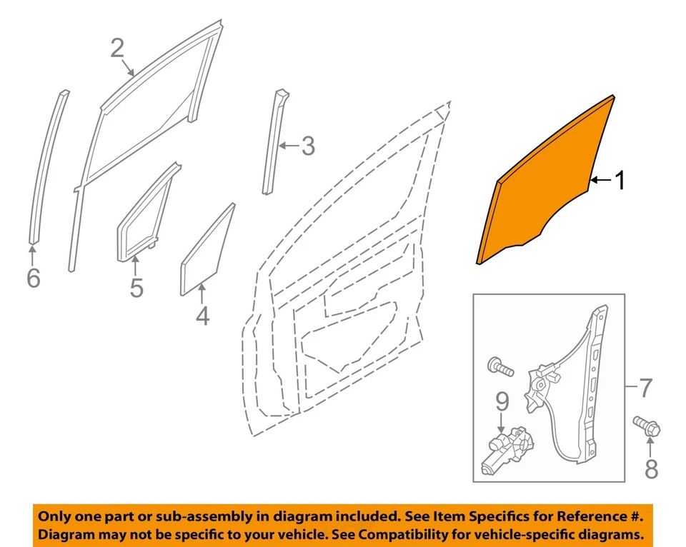 Front Right Door Glass OEM 2014 2015 2016 2017 2018 Ford Transit Connect - Image 3 of 4