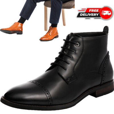 Men's Dress Oxford Boots Cap Toe Side Lined Ankle Boot Shoes