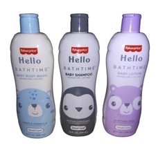 Fisher Price HELLO Bath Time Baby Body Wash Shampoo Lotion Set 10 Fl Oz Each NEW