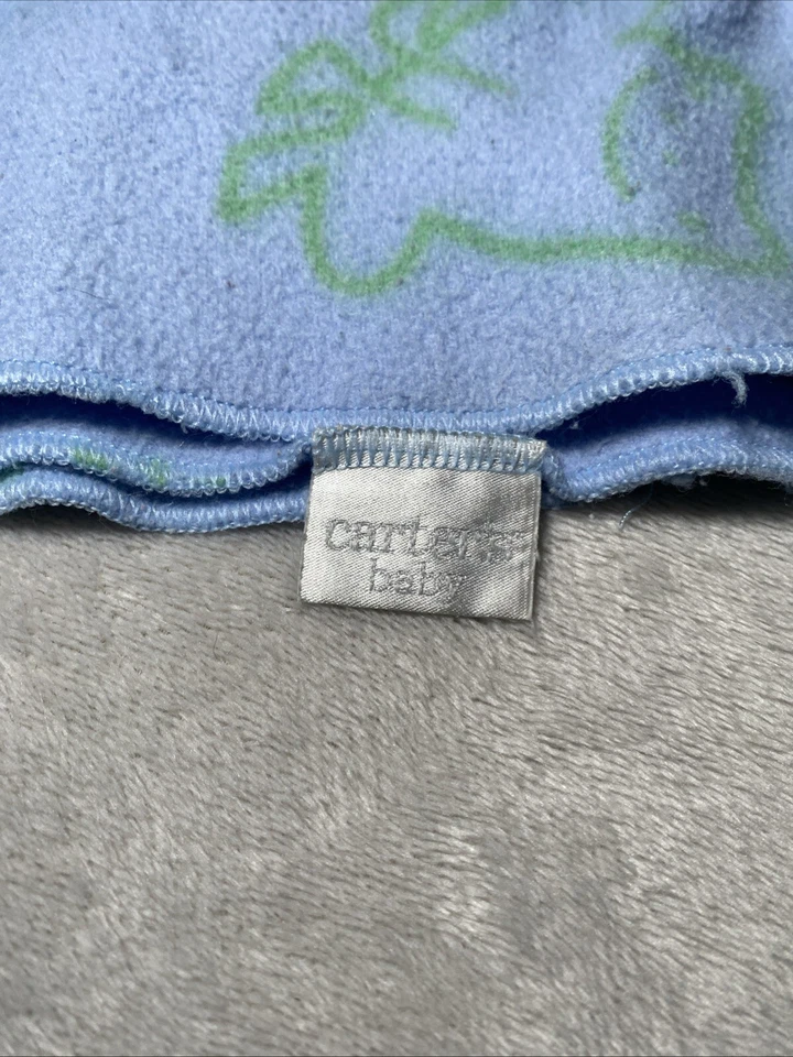 Cobertor de bebê de lã azul vintage Carters sapo libélula sapo segurança Lovey HTF - Imagem 3 de 4