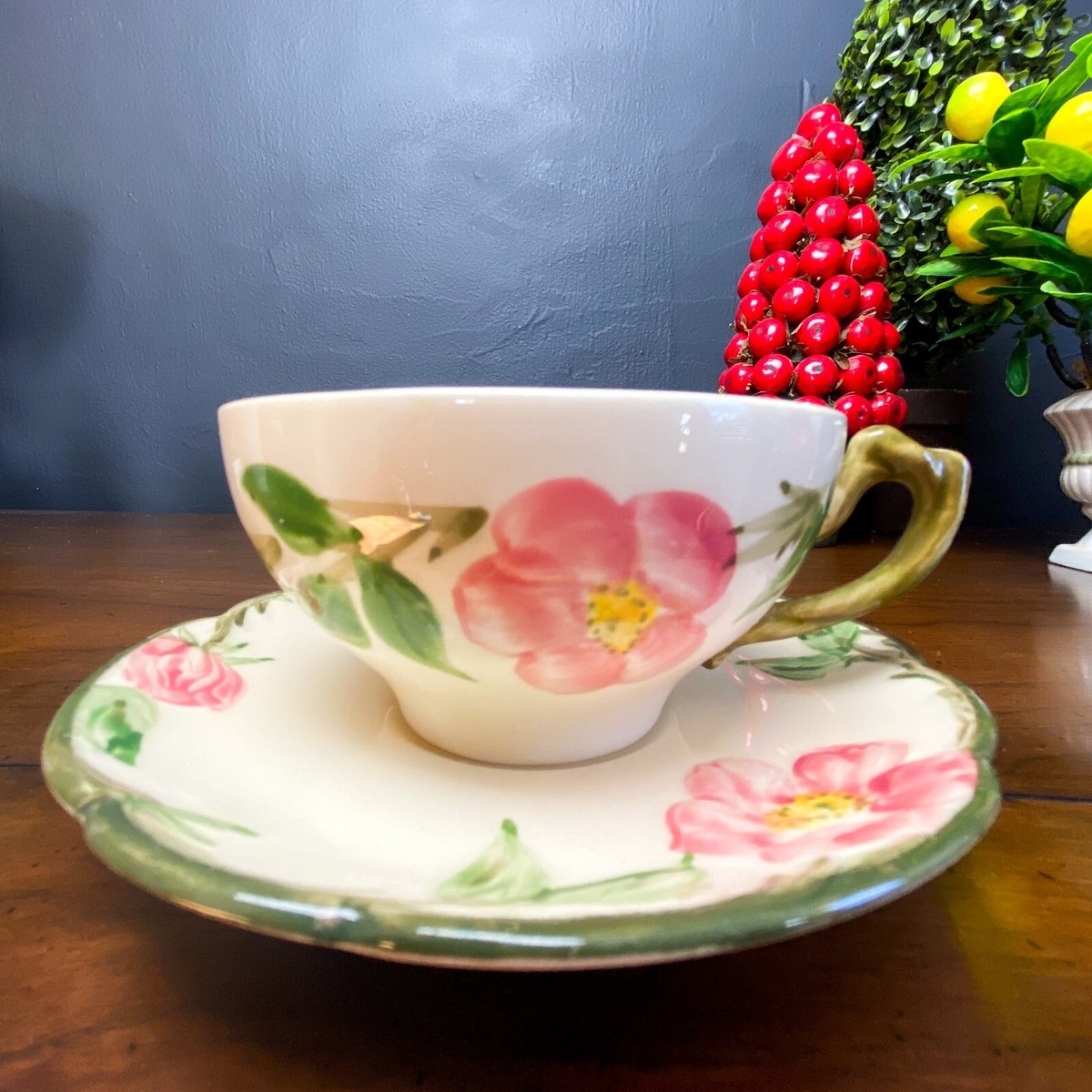 Vtg Franciscan Desert Rose Oversized Tea Cup & Saucer Old
