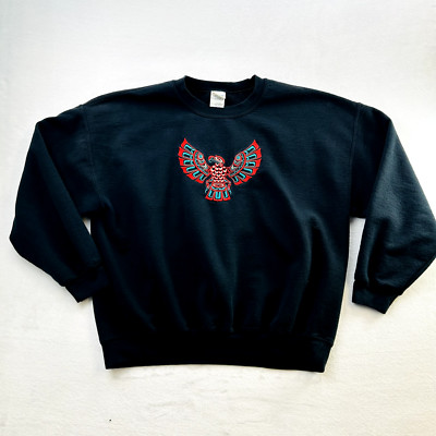 VINTAGE Native American Sweater Adult Extra Large Black Eagle Indian Y2K Mens