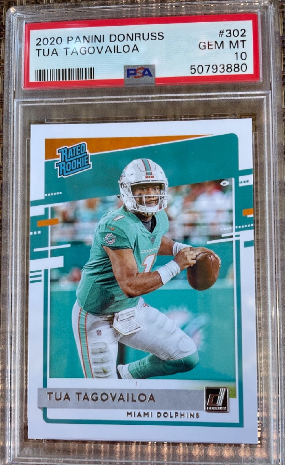 PSA 10 TUA TAGOVAILOA 🔥🔥 1 2020 Donruss Rated Rookie MIAMI #302