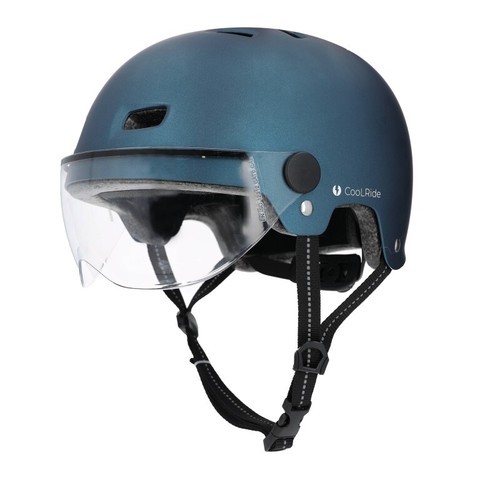 Casque Multi-Sports Cool Ride Taille 53-59 Cm – Bleu, Écran Clair, Pour Vélo Et Trottinette