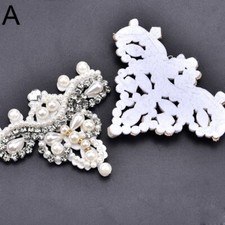 2X Kunstperlen Strass Blumen Applikation Perlen Verzierung Aufnäher Schuhe